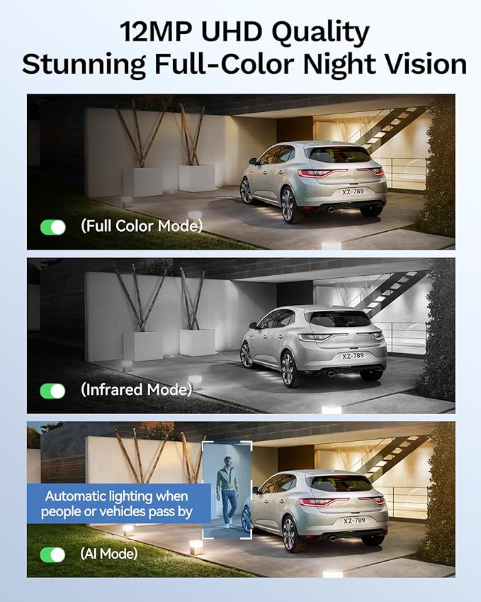 LongPlus 12MP PoE Security Camera System,12MP H.265+ 16CH NVR with 4TB HDD for 24-7 Recording, 8pcs Wired Home Security Camera System, Person Vehicle Detection, Color Night Vision, LP12MEF8D1