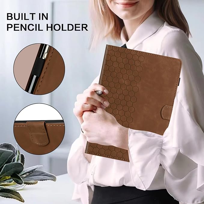Case for Samsung Galaxy Tab A 10.1 2019 Model SM-T510/T515, Multi-Angle Viewing Smart Stand with Pocket PU Leather Tablet Cases Flip Folio Cover Brown