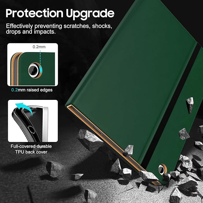 OKP Case for Samsug Galaxy Tab A9+ Plus 11 inch 2024(SM-X210/X216/X218), PU Leather Folio Cover with Multi-Angle Stand//Pen Holder, Auto Wake/Sleep Case for Galaxy A9+ 11" Tablet (Alpine Green)