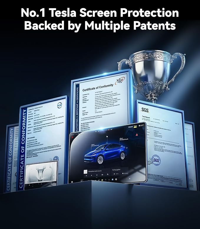 3 in 1 New Model Y Juniper & Model 3 Highland Screen Protector Matte 3-Piece Protector Set: Center Display + Rear Touchscreen + Interior Rearview Mirror Model Y (2025-2026) Model 3 (2024-2026)