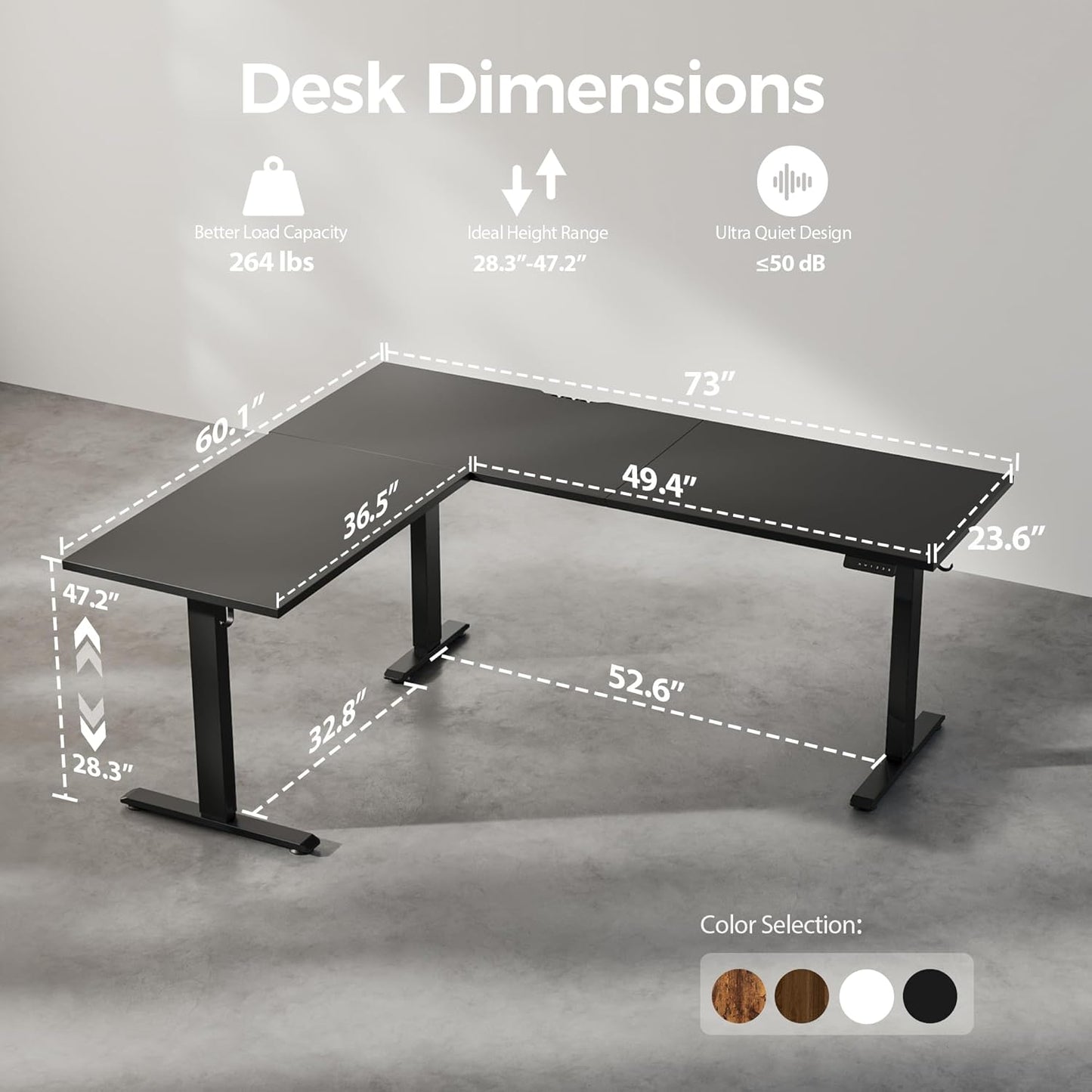 Agilestic Triple Motors 73" x 60" L Shaped Standing Desk, Electric Standing Desk Adjustable Height, Extra Large Desktop Corner Table for Home Office, Gaming Workstation, Splice Board, Black