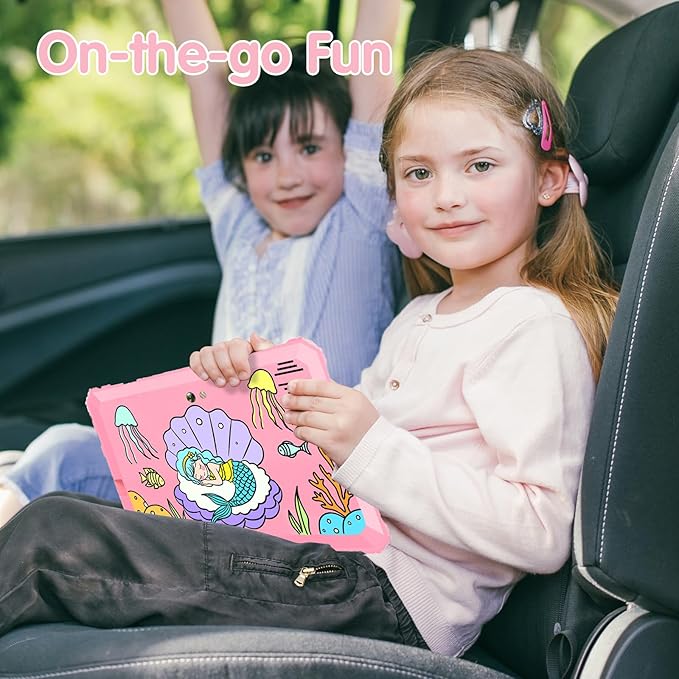 YINOCHE Kids Tablet for Kids 3-7 7'' Andoird Toddler Tablet for Toddlers with Case 32G Kids Tablets with Parental Controls WiFi Dual Camera GMS Certified Learning Toddler Toys for Girls (Pink1)