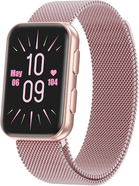 MorePro Health Fitness Tracker with Blood oxy-gen Monitor and 24/7 Heart Rate and Blood Pressure, Sleep Monitor, 120+ Sport Modes Waterproof Fitness Watch for Women Men Android iOS, Active Pink