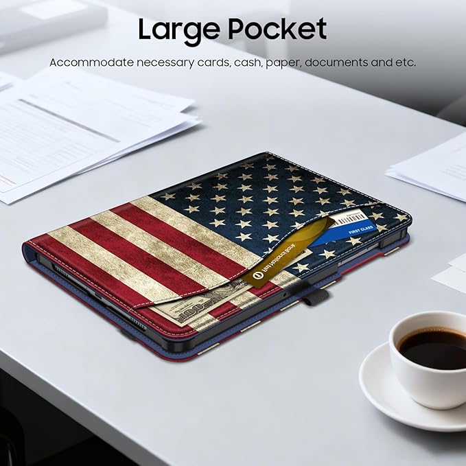 Fintie Case for Samsung Galaxy Tab A9 Plus/A9+ 5G 11 Inch 2023 Model (SM-X210/X216/X218), Multi-Angle Viewing Smart Stand Back Cover with Pocket Auto Wake/Sleep, US Flag