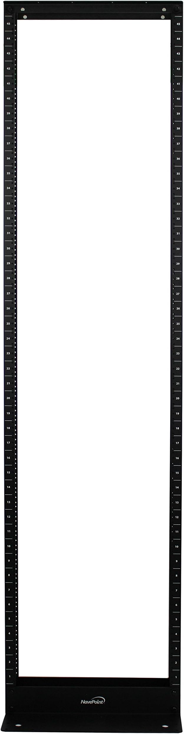 NavePoint 45U 2 Post Open Frame Server Rack for 19 Inch Equipment, AV, Networking, Data & IT Devices, 2-Post Rack 45U 881lbs Weight Capacity, Black