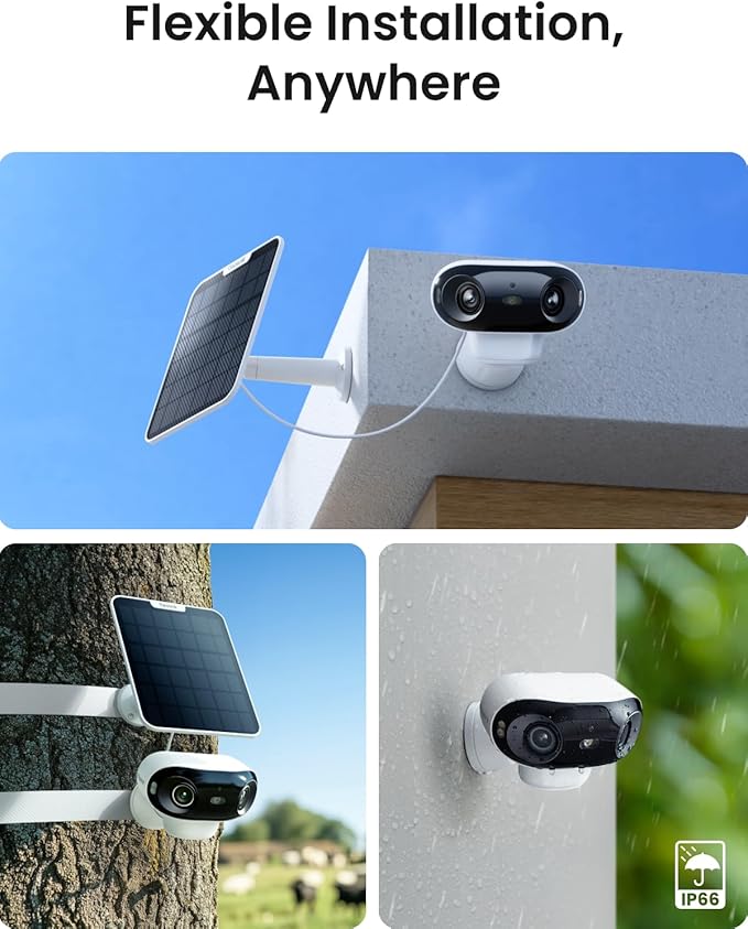 REOLINK Argus 4 Pro 4K Solar Security Cameras Wireless Outdoor, 180° Dual-Lens 8MP Camera for Home Security, ColorX Night Vision, Smart People/Vehicle/Animal Detection, No Subscription, Local Storage