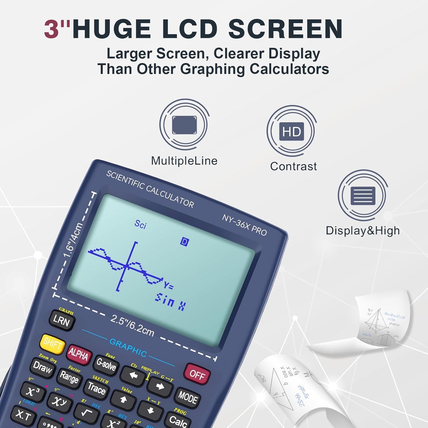 Graphing Scientific Calculators ROATEE 36X Pro Office Calculators for High School with 360 Functions Financial Calculator Desktop, 3-in 14 Digit Display Office Supplies for Student Teacher Engineer