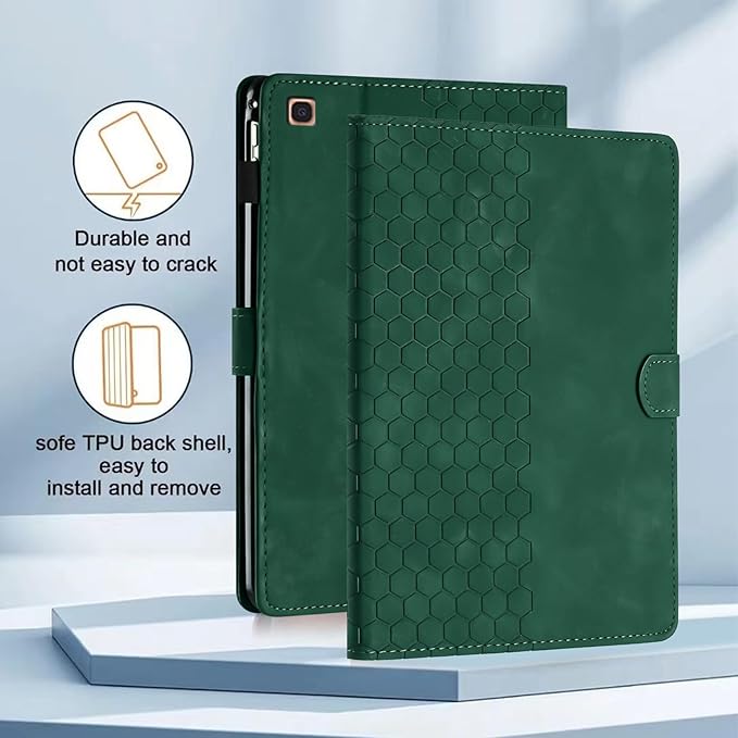 Case for Samsung Galaxy Tab A 10.1 2019 Model SM-T510/T515, Multi-Angle Viewing Smart Stand with Pocket PU Leather Tablet Cases Flip Folio Cover Green