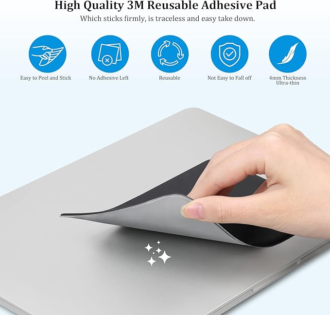 Lacdo Portable External Hard Drive Carrying Case, Hard Drive Holder for Laptop, Adhesive Pouch Stick on Holder, Fit 2.5" Seagate, WD, Toshiba, LaCie External HDD, SSD, Cable, Magic Mouse, Black
