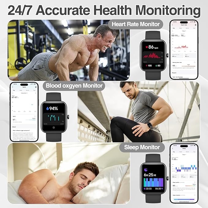 Smart Watch for Women Men with Bluetooth Call, Alexa Built-in Smartwatch, 1.83"DIY Dial Fitness Watch with Sleep Heart Rate Monitor, 110+ Sport Modes, IP68 Waterproof Watch Compatible with Android iOS