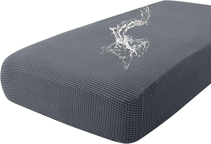 hyha Waterproof Couch Cushion Covers for Pets, Non Slip Sofa Seat Cover for Dogs Washable, Soft Thick Stretch Jacquard Fabric, Sofa Slipcovers with Elastic Bottom (1 Piece for Large, Grey)