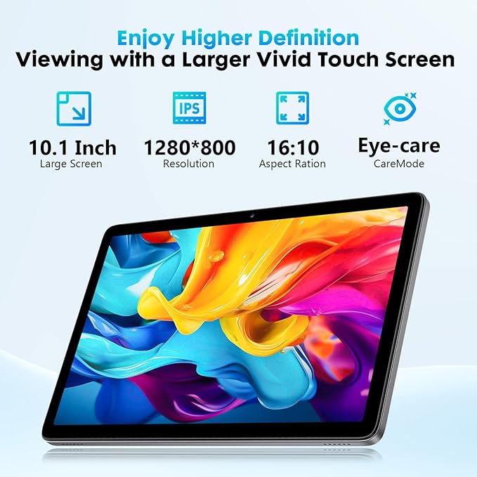 10 Inch Tablet, Android 15 with 24GB RAM + 128GB ROM (1TB Expandable), Octa-Core, 1280x800 IPS HD Touchscreen, 5MP+8MP Dual Camera, 6000mAh, Tablet with Keyboard, Mouse, Widevine L1(Gray)