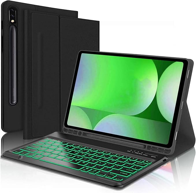 Keyboard Case for Samsung Galaxy Tab S10+ Plus/ S9FE Plus/ S9 Plus/ S9+/ S8+/S8 Plus/ S7 FE/S7 Plus/S7+ 12.4 Inch, Smart Wireless Bluetooth Keyboard Case Cover with Pen Holder(Black)