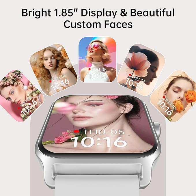 Smart Watches for Women with Alexa & Bluetooth Call,1.85" HD Screen Fitness Tracker,30-Day Battery, Heart Rate/Sleep/SpO2 Monitor,100+ Sports Modes,2ATM Waterproof Smartwatch for Android iPhone(White)
