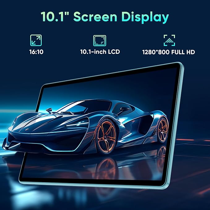 Tablet, Android 15 Tablets with 10.1 inch HD Display, 128GB Storage 1TB Expand, Octa-Core Processors, 6000mAh, Widevine L1, GPS, Dual Camera, WiFi 5, BT5.0 (Blue)