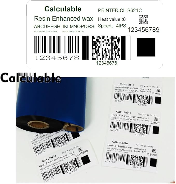 Resin Enhanced Wax 4.33" x984' (110mm X 300m) 1" Core 1" Vice Core Ultra Durable Thermal Transfer Wax Ribbon for Zebra Desktop Printer S4M Z4M 105SE 105S 105SL 105SLPlus 160S S500 S600.etc