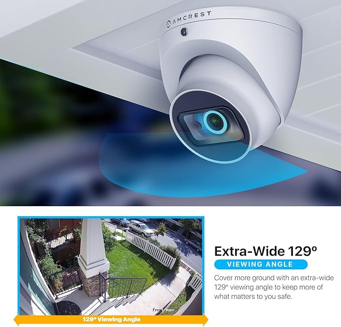 Amcrest Analog Outdoor Security Camera Dome 2MP 1080P @ 30fps, Quadbrid, 129° FOV, White (Not an IP Camera) (DVR Required, Not Included) AMC1080DM28-W