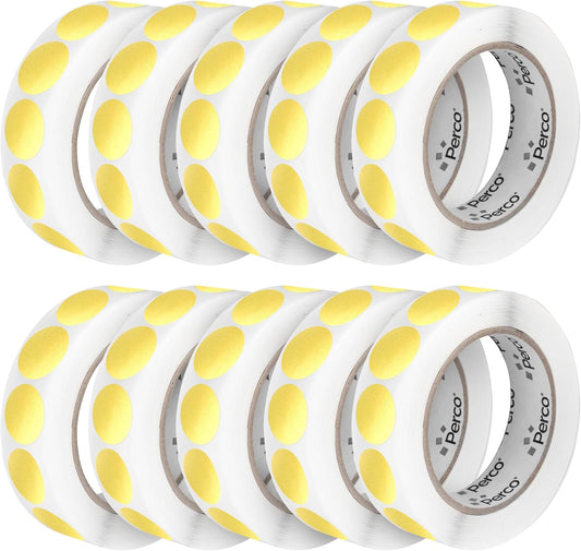 Perco Metallic Gold 1-Inch Perforated Circle Dot Sticker Labels â 10 Rolls, 10,000 Round Stickers â with Permanent Adhesive for Awards, Invitations, Events, Gift Packaging, Crafting â Made in USA