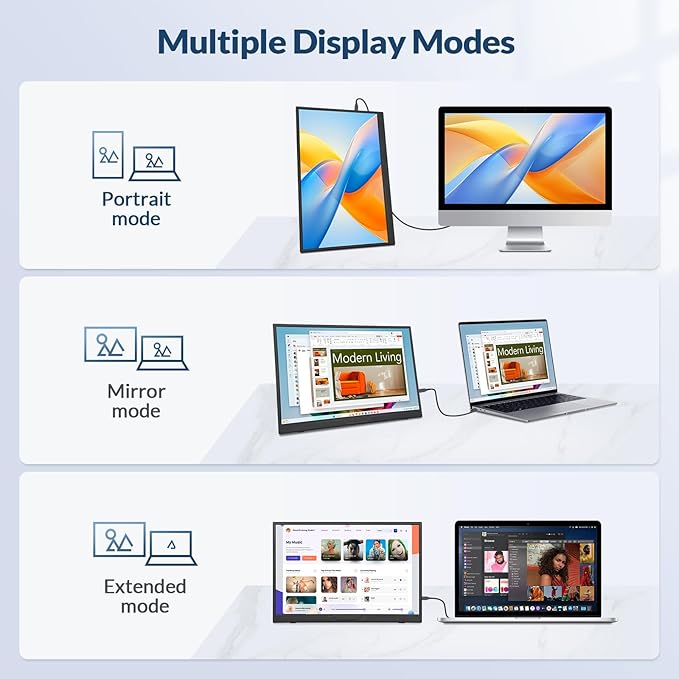 LR Portable Monitor, 16” 1920 * 1200P FHD IPS Screen 16:10, 1500:1 Contrast Ratio, USB-C HDMI Travel Monitor with Rotating Stand, External Second Display for Laptop/PC/Mac/Phone/Switch/Xbox/PS4/5