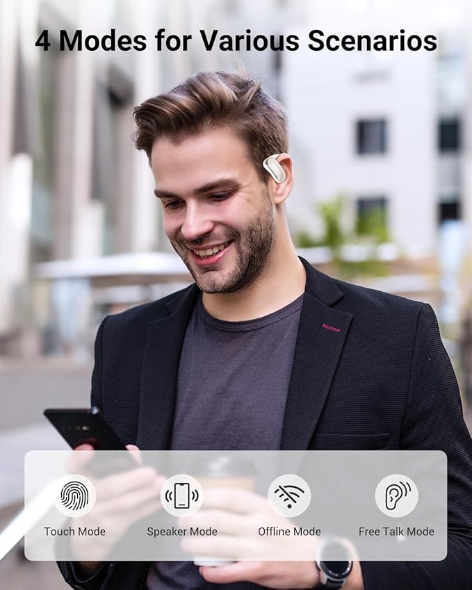 XUPURTLK Language Translator Earbuds, Translation Earbuds Real Time with 144 Languages & Accents, Comfortable OWS AI Translator Earbuds for Travel, Business and Learning (Online Version)