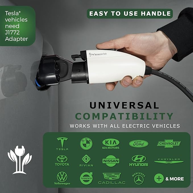 PRIMECOM Level 2 Electric Vehicle (EV) Charger (220V / 240Volt, 16Amp) Portable EVSE Smart Electric Car Charger, 30', 40', and 50 Feet Lengths (NEMA 14-50P, 35 Feet)