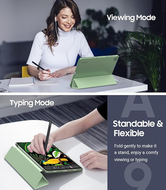 TiMOVO Case for Samsung Galaxy Tab A9+/A9 Plus 11" 2023, Slim Soft TPU Translucent Frosted Back Protective Cover for Galaxy Tab A9+ Tablet SM-X210/X216/X218, Auto Wake/Sleep, Green