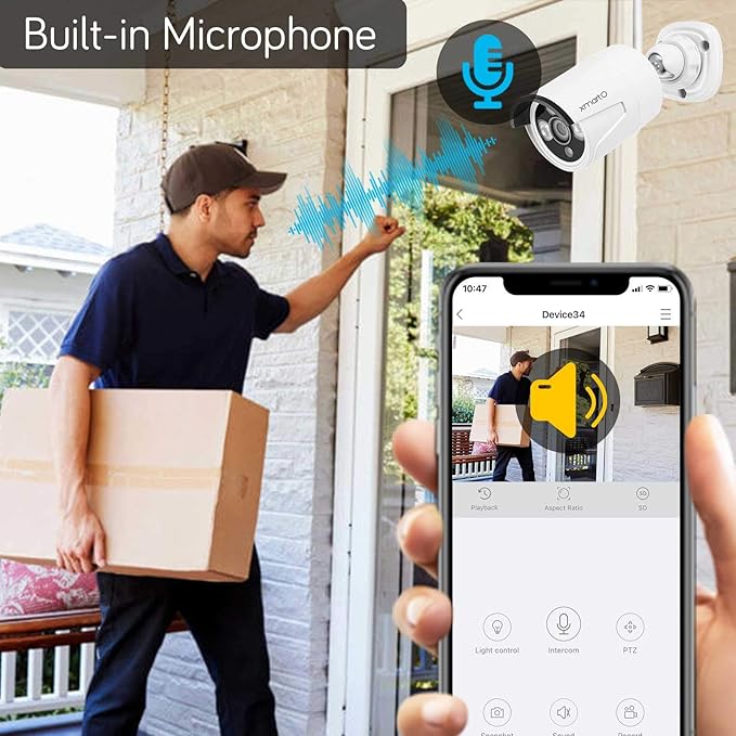 XMARTO Wireless Security Camera System 16CH Wi-Fi 6 16PC 2K Wireless Security IP Camera System(Built-in Router, Plug N Play, Mobile View, Night Vision, Built-in Audio Mic)