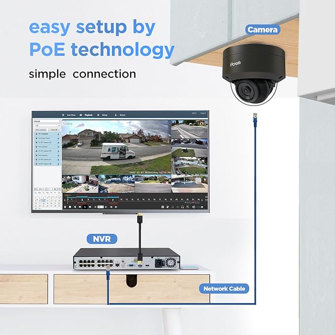 16 Channel Security Camera System 4K PoE, 12x 8MP IK10 Vandal Proof Dome Camera with AI Human Vehicle Detection, Built-in Mic, Remote Access 24-7 Recording, 4K 16CH NVR 4TB HDD, PD54B1216-8M