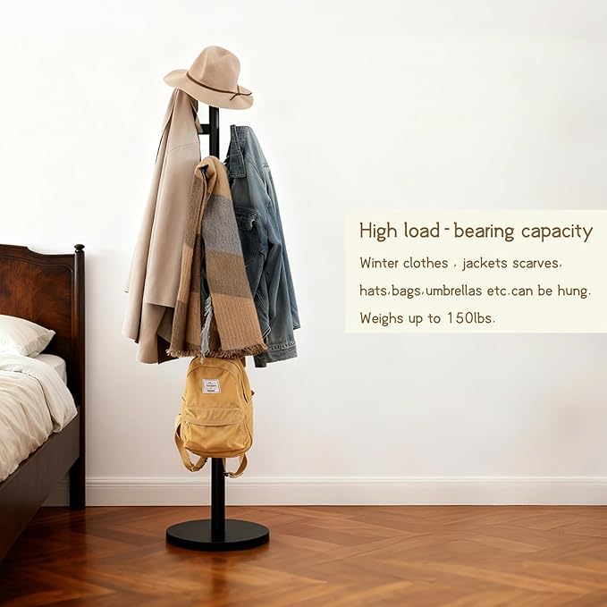 Bamboo Cactus Coat & Clothes Rack Stand, Standing Freestanding Clothing Racks with 6 Hooks for Adults & Kids, Heavy Duty Modern Entryway Living Room Bedroom Corner Coat Rack cactus-3
