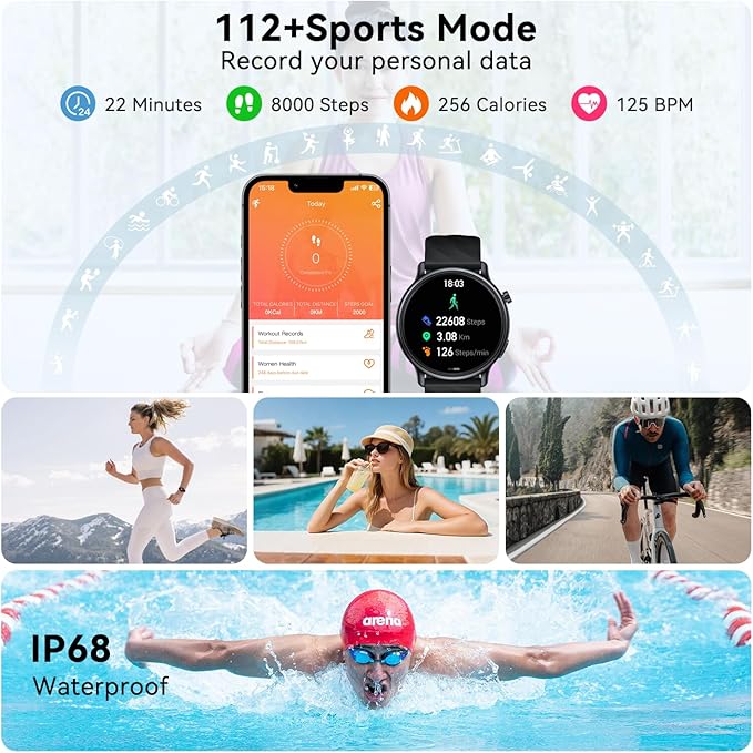 Smart Watch for Women Fitness Tracker: Waterproof Digital Mens Watches Make Answer Call Smartwatch for Android Phone iPhone Samsung Compatible Step Running Pedometer Sleep SpO2 Heart Rate Monitor