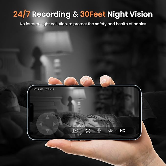 Indoor Camera for Home Security 360°, 1080p Pet Cameras with Pan&Tilt, Night Vision, Motion Detection, 2-Way Audio, Compatible with Alexa/Google Assistant, 2.4GHz WiFi, 2 Pack