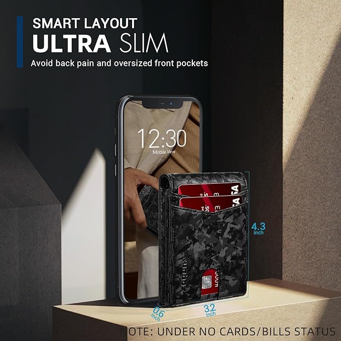 RUNBOX Wallet for Men Slim Rfid Leather 2 ID Window With Gift Box