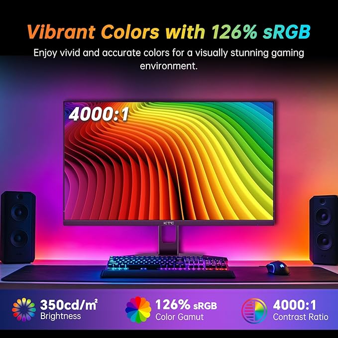 KTC 27 Inch 280Hz Gaming Monitor, FHD 1080P 240Hz PC Computer Monitor, Fast VA Panel, 1ms GTG, FreeSync G-Sync Compatible, HDR Support, 126% sRGB, HDMI and Displayport Inputs, H27E22P