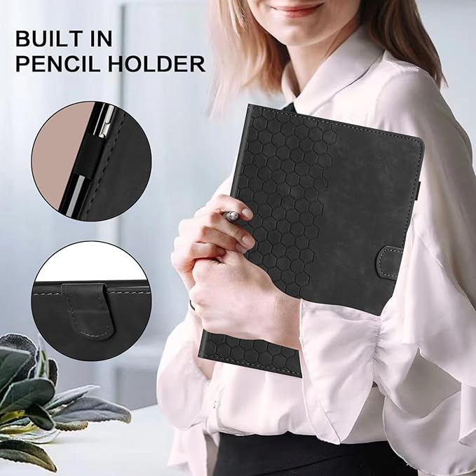 Case for Samsung Galaxy Tab A 10.1 2019 Model SM-T510/T515, Multi-Angle Viewing Smart Stand with Pocket PU Leather Tablet Cases Flip Folio Cover Black