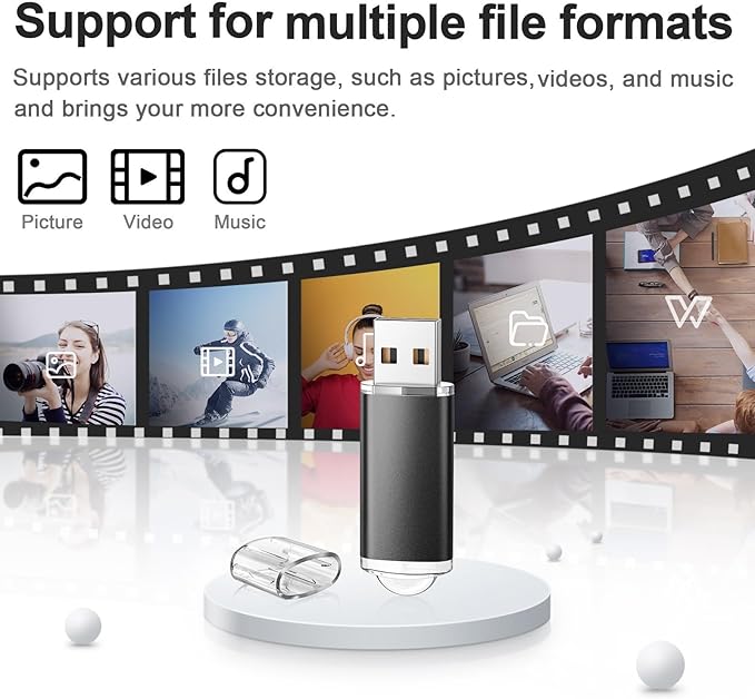 TOPESEL USB Flash Drive 5 Pack 4GB USB 2.0 Flash Drive Memory Stick USB Drive Thumb Drives USB Stick (5 Mixed Colors: Black Blue Green Red Silver)