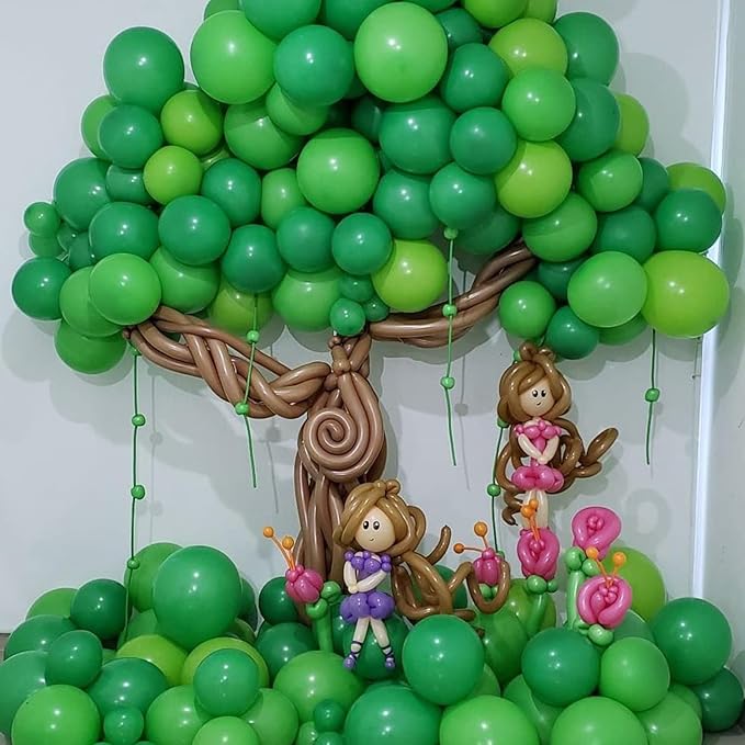 130pcs Green Balloons Different Sizes 18" 12" 10" 5" Party Latex Balloons for Birthday Dinosaur Baby Shower St. Patrick's Day Summer Jungle Forest Safari Party Decorations