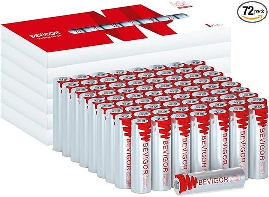 BEVIGOR Lithium AA Batteries 72-Pack, 1.5V 3000mAh Lithium Iron AA Battery Long-Lasting Double A Batteries for Flashlights, Toys, Remote Controls【Non-Rechargeable】