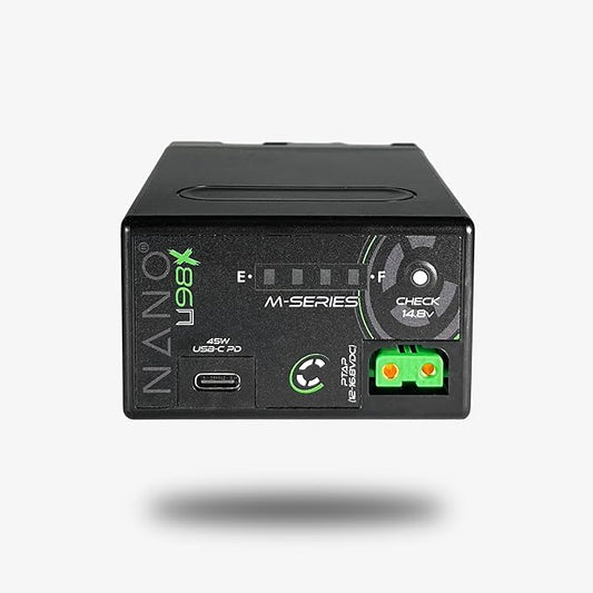 CoreSWX LLC Core NANOU98X, 98wh Micro Sized Sony BPU-Style Smart Battery Pack, 14.8v 6.6Ah. 10A Draw with Fuel Gauge, USBCPD and Ptap