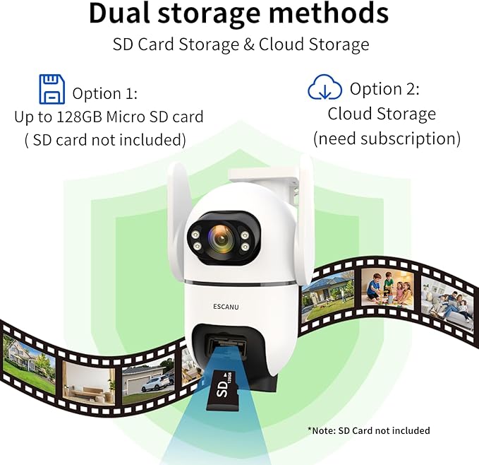 Three-Lens Security Camera Wireless Outdoor,2K 360° View Cameras for Home Security,Solar Battery Powered Camera with10x Hybrid Zoom,Motion Detection,Night Vision,No Subscription Fee,Waterproof