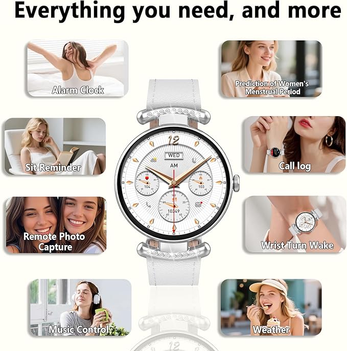 Smart Watches for Women Android IOS, 1.2'' AMOLED Ultra-Clear Screen Fitness Trackers with Bluetooth Call (Answer/Make), Smartwatch with Heart Rate,Sleep Monitor, IP68 Waterproof,100+ Sports Mode