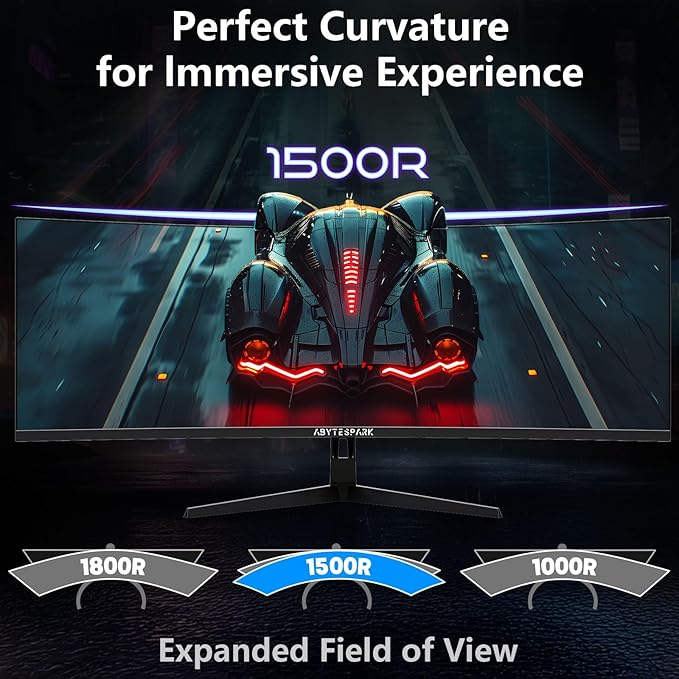 49 Inch Curved Ultra Wide Gaming Monitor, 4K (3840x1080P), 144Hz/165Hz 1500R, 32:9125% sRGB, FreeSync, Height Adjustable Screen Monitor, HDMI 2.1 And DP 1.4, Supports Wall Mounted Installation