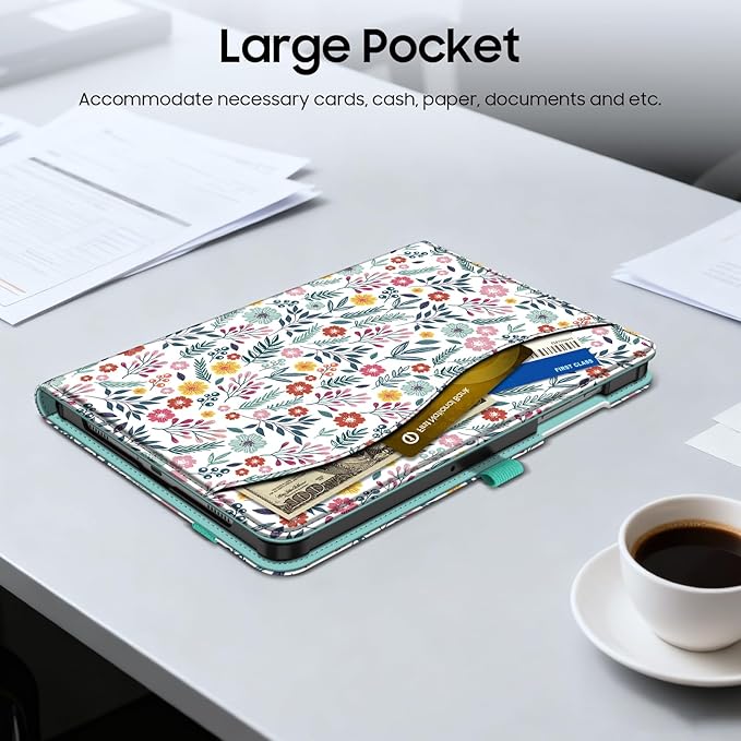 Fintie Case for Samsung Galaxy Tab A9 Plus/A9+ 5G 11 Inch 2023 Model (SM-X210/X216/X218), Multi-Angle Viewing Smart Stand Back Cover with Pocket Auto Wake/Sleep, Spring Bloom