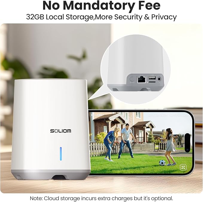 SOLIOM- True 5MP HD Security Cameras Outdoor Wireless, Add-On Camera, Solar Powered, Auto Tracking,Requires Soliombase, Soliombase Supports Up to 4 Cams