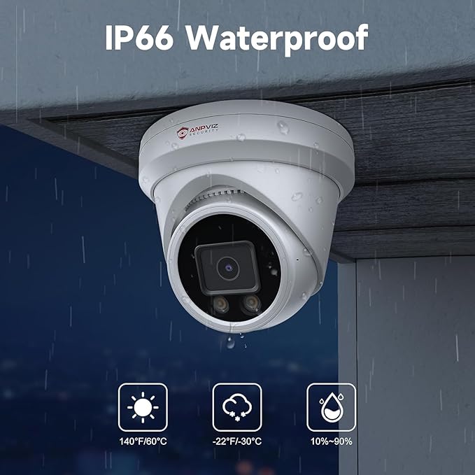 Anpviz 12MP PoE IP Camera Outdoor, 110° Wide Angle Turret Security IP Camera for Home Surveillance, Smart Color Night Vision, Human/Vehicle Detection, Built-in Mic, IP66 Waterproof (U Series)