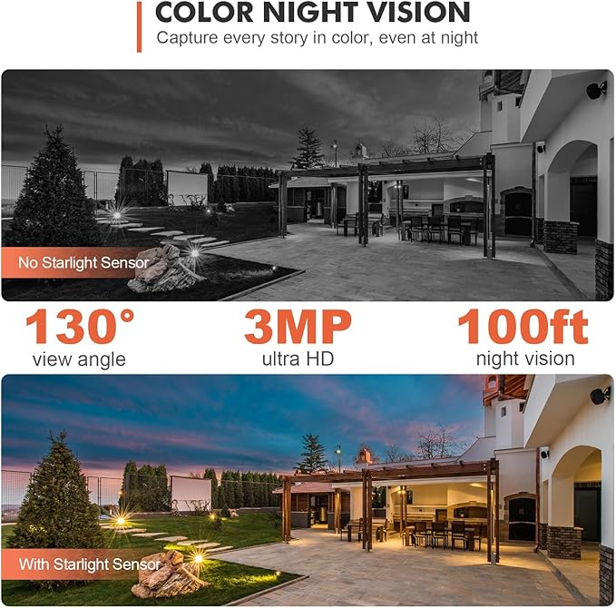 Dzees 360° PTZ Security Cameras Wireless Outdoor WiFi, 2K Battery Powered Home Security Camera Indoor, Spotlight & Siren, Color Night Vision, 2-Way Talk, AI Motion Detection, IP66, SD/Cloud 4-Pack