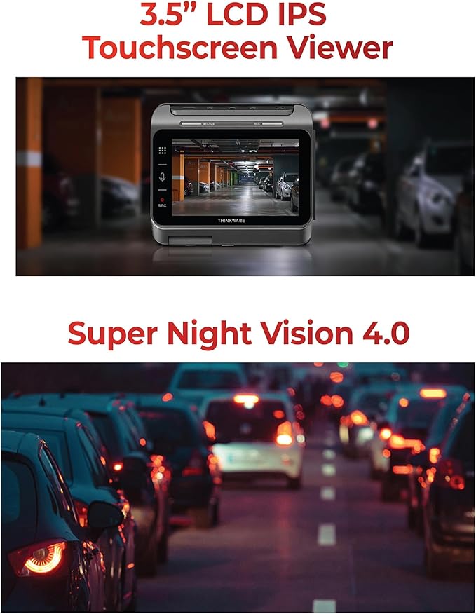 THINKWARE ARC 900 2CH 4K Front and 2K Rear Dash Cam, Dual STARVIS 2 and HDR, 60 FPS, Advanced Parking Mode, 3.5" IPS LCD Touchscreen, 5GHz Wi-Fi, GPS (64GB Memory Card, Hardwiring Cable Incl)
