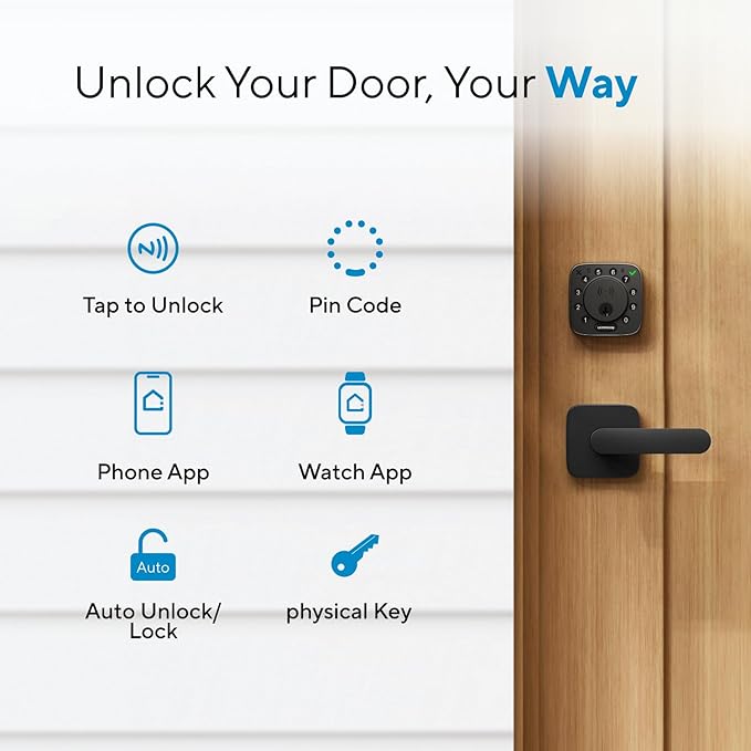 ULTRALOQ Bolt NFC Smart Deadbolt Lock for Front Door, Tap to Unlock with Apple Home Key and Android NFC Built-in Wi-Fi, App Control, Auto-Lock, Works with HomeKit, Alexa, Dual Battery, BHMA Certified