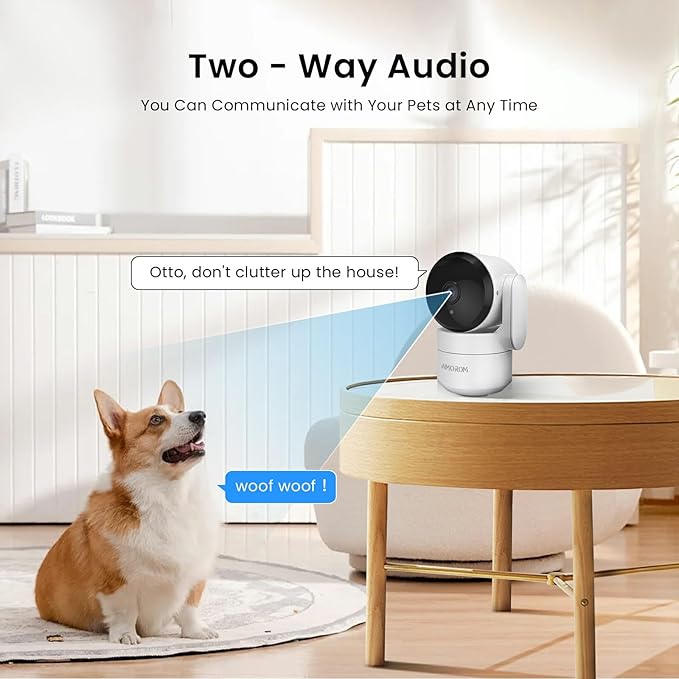 Pet Camera, Baby Camera, 2K 360° Home Security Camera, Night Vision, 2-Way Audio, AI Motion Detection, Works with Alexa & Google Assistant, Support 2.4GHz & 5GHz WiFi