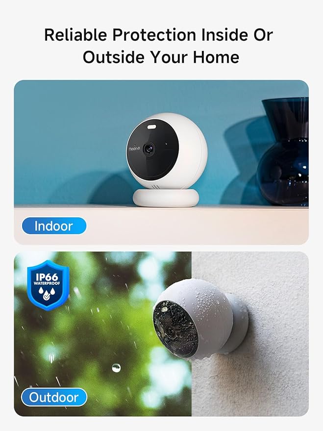 Noorio Security Cameras Wireless Outdoor/Indoor Magnetic, 2K Cameras for Home Security Battery Powered, AI Motion Detection 2.4G WiFi Security Camera Outdoor, Free Local Storage MagCam, B210-SE