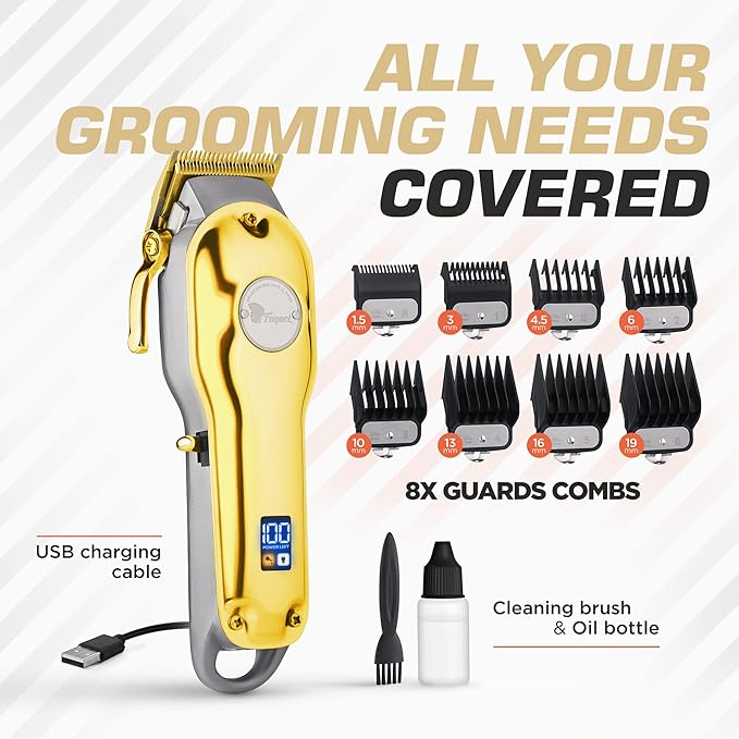 Fagaci Professional Hair Clippers - Cordless, Fine Cutting, Barber Kit for Men